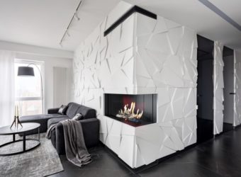 Apartment with white textured wall